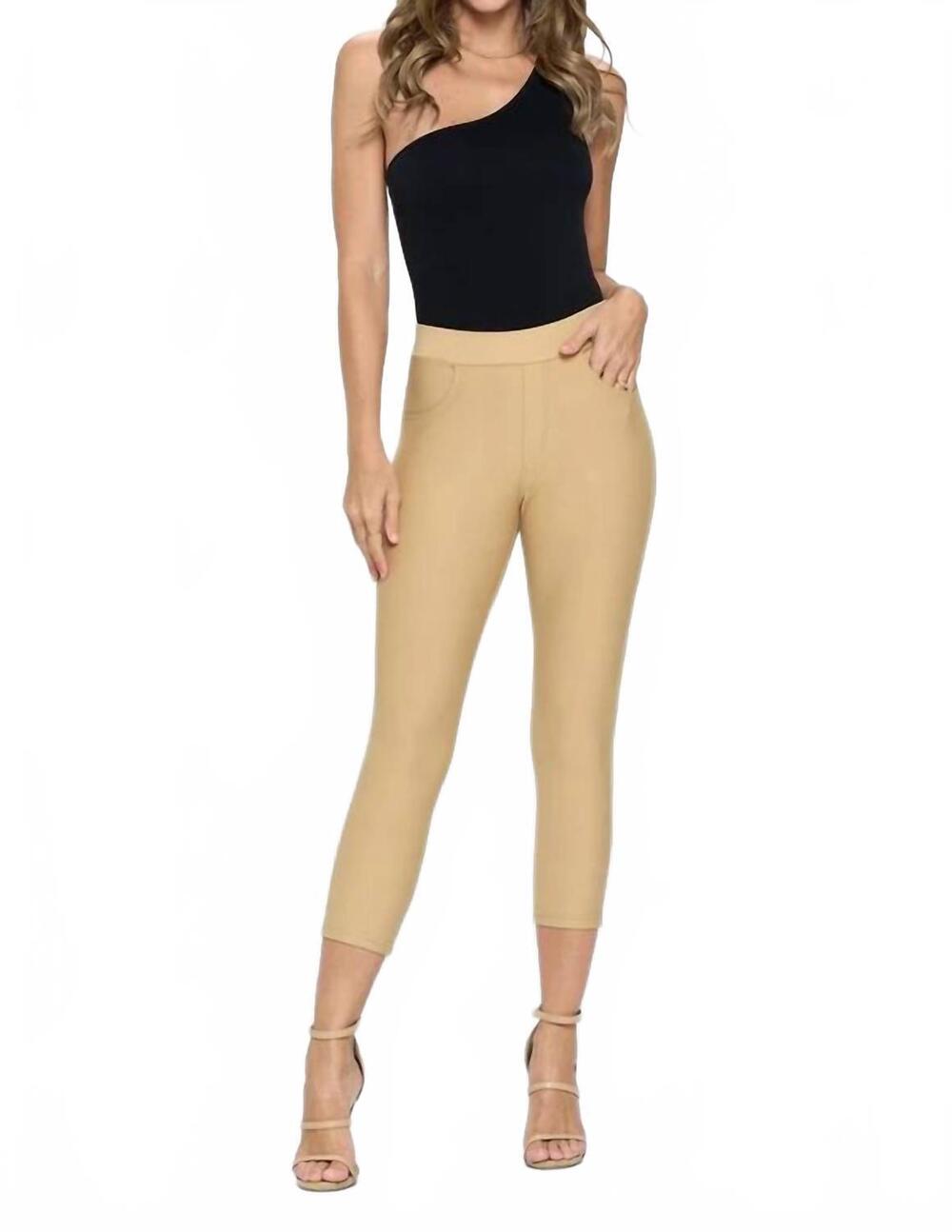 NEW YELETE sophie capri ponte pant in khaki